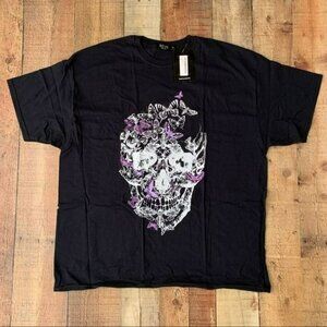 Boohoo man plus size floral skull print short sleeve t-shirt - XXL